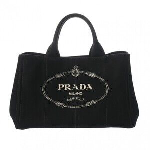 PRADA Canapa Black Canvas Handbag